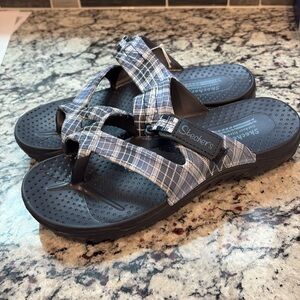 Skechers Blue Plaid Sandals